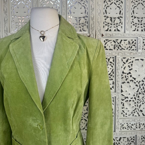 NWT Covington Kelly Green Suede Leather Work Careerwear Blazer Sz Small - Picture 2 of 7